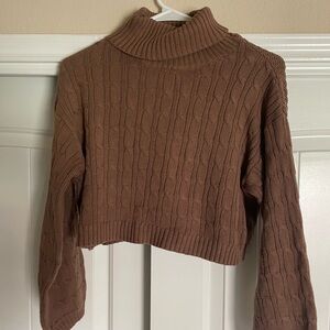 Cozy Brown Cable Knit Sweater